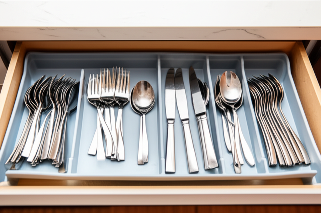 Кухонный ящик с органайзером для столовых приборов