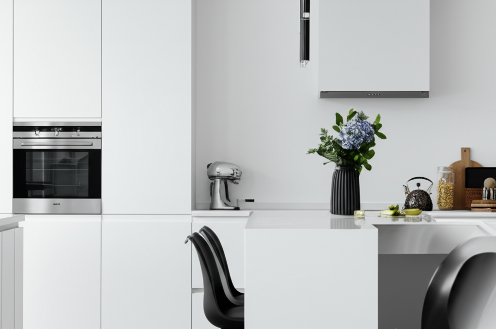 Kaasaegne köök heledates toonides