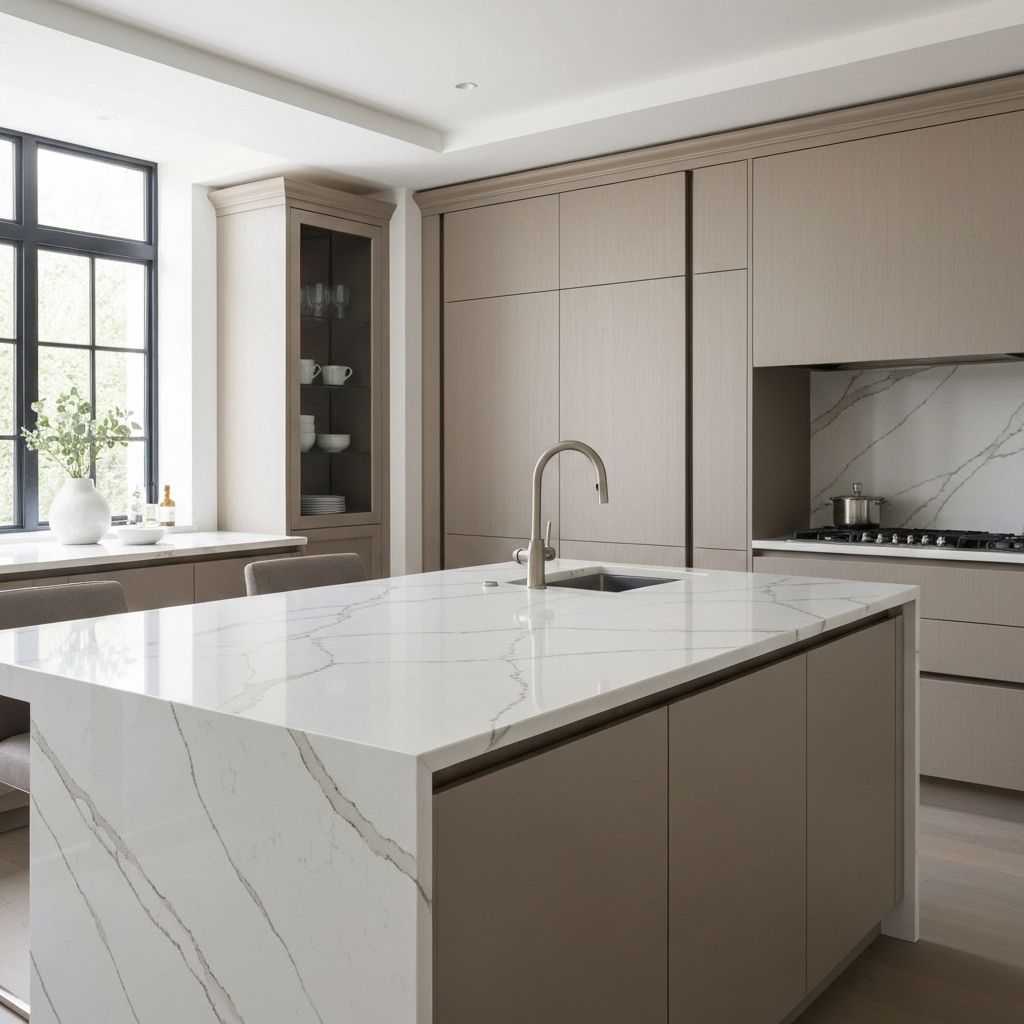 Luksuslik köögisaar Technistone kvartsist töötasapinnaga