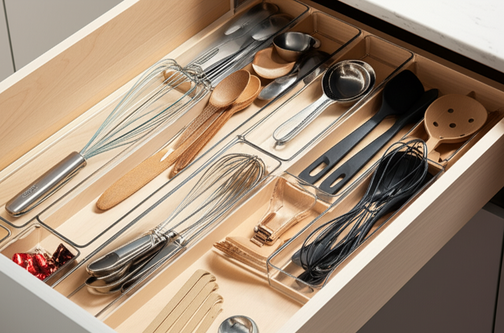 Современная система выдвижных ящиков с органайзерами