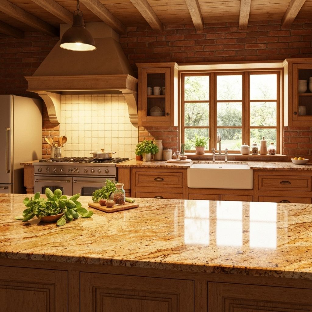 Rustikaalne köök Santa Cecilia graniidiga